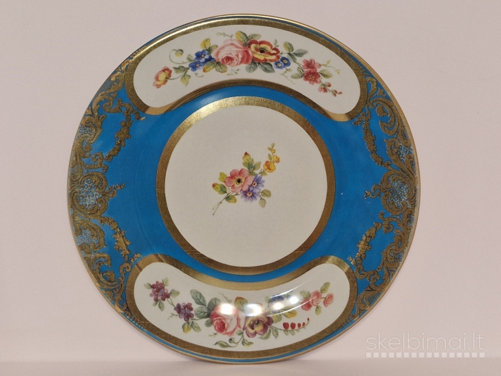 Dekoratyvinė metalinė lėkštė Sevres stiliaus ~ 26cm.