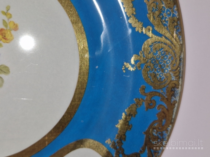 Dekoratyvinė metalinė lėkštė Sevres stiliaus ~ 26cm.