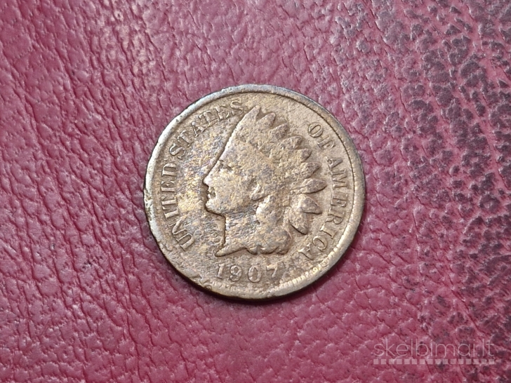 JAV 1 centas, 1907 KM# 90a Indėno galvos centas