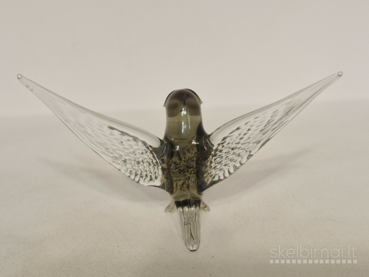 Stiklinė paukščio figūrelė, Murano stiliaus, 9cm.
