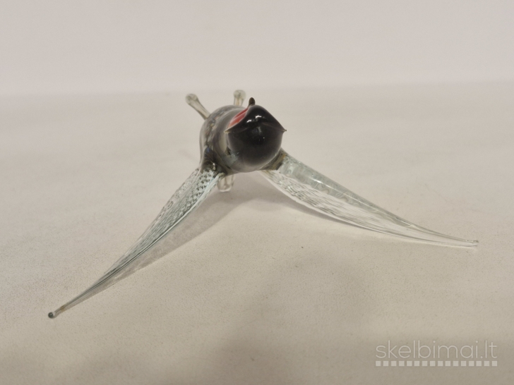 Stiklinė paukščio figūrelė, Murano stiliaus, 9cm.