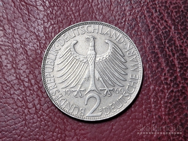 Vokietija 2 markės, 1960D KM# 116 Maksas Plankas