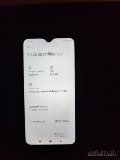 Naudotas „Xiaomi Redmi 8“ telefonas, Vilnius