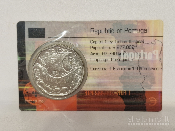 Portugalija 50 eskudų, 1991 KM# 636 spec. kortelėj