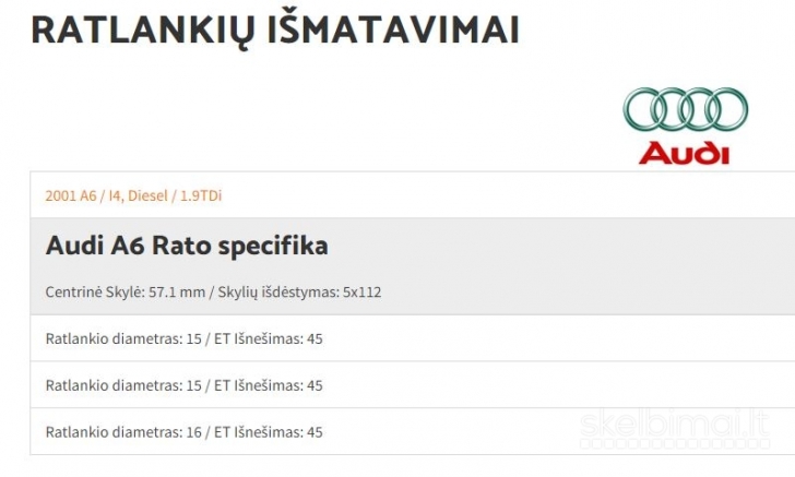 Parduodu AUDI ratlankius su padangomis 205/55R16