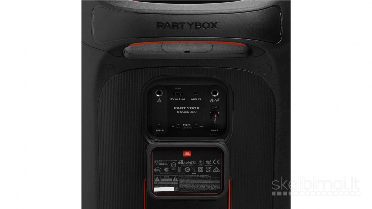 Pigiausia JBL PartyBox Stage 320 nuoma su AI Sound Boost 