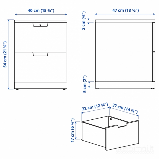 Komoda NORDLI (IKEA) su 2 stalčiais