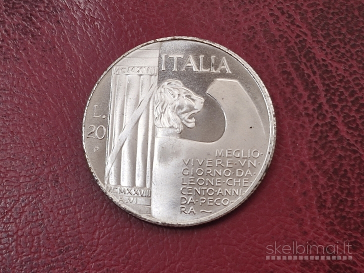 Medalis 20 Lirų Mussolini Italija MCMXXVIII