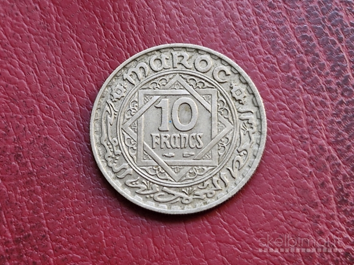 Marokas 10 frankų, 1366 (1947) Y# 44