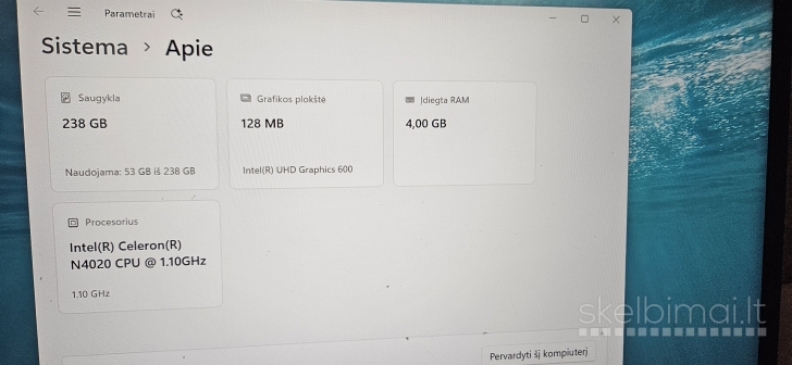Parduodamas naudotas Asus Vivobook E410MA su pakrovėju