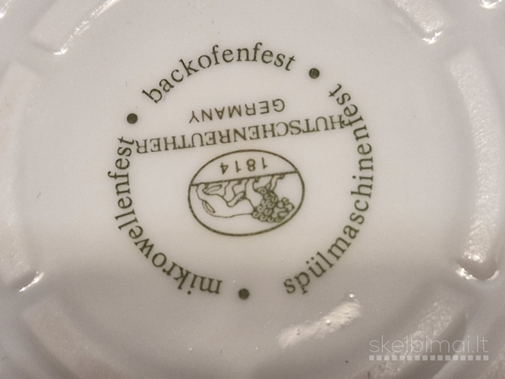 Hutschenreuther porcelianinis indelis su rankenėle "Zwiebelmuster" (Vokietija)