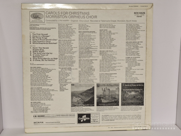 LP plokštelė The Morriston Orpheus Choir, Lyn Harry – Carols For Christmas