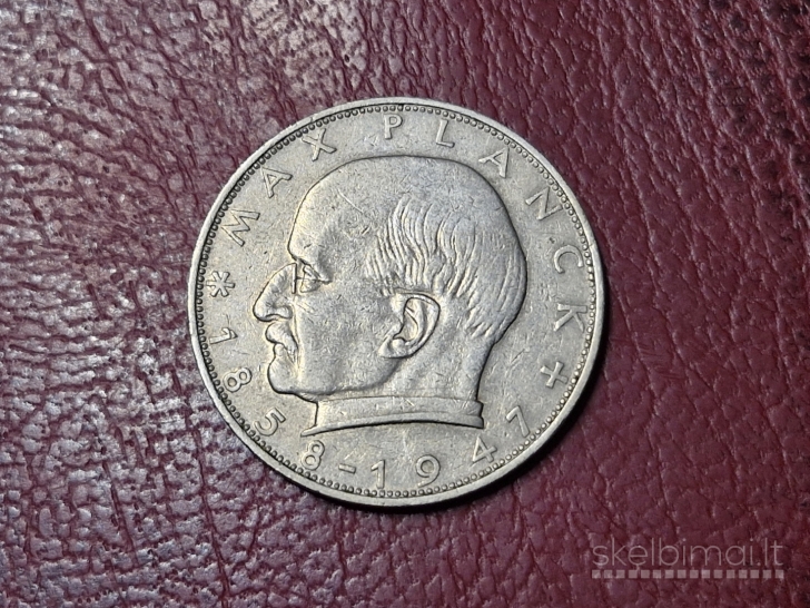 Vokietija 2 markės, 1957F KM# 116 Maksas Plankas