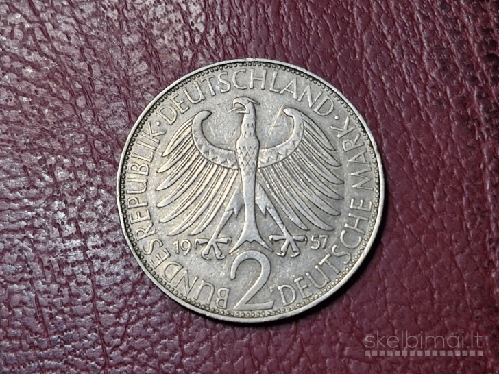 Vokietija 2 markės, 1957F KM# 116 Maksas Plankas