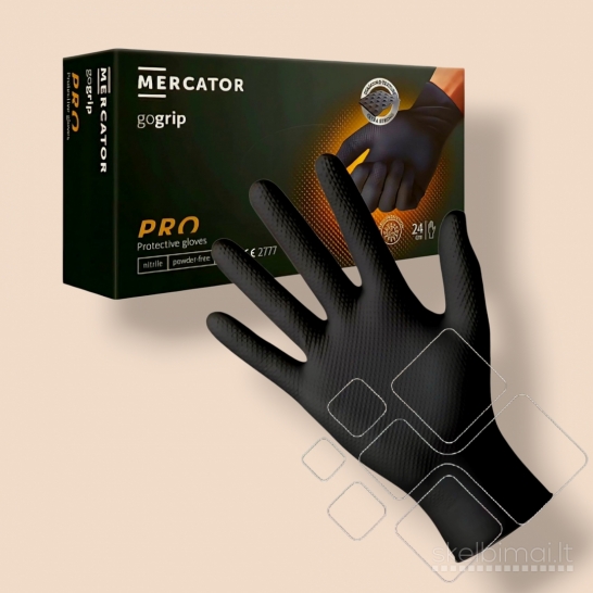 MERCATOR GoGrip Black nitrilinės pirštinės