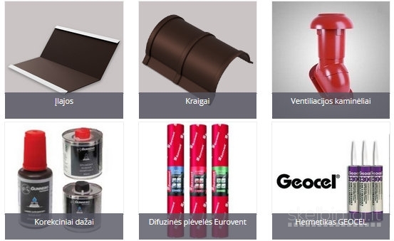 Stogo danga, lietaus sistema, skardos lanktiniai 