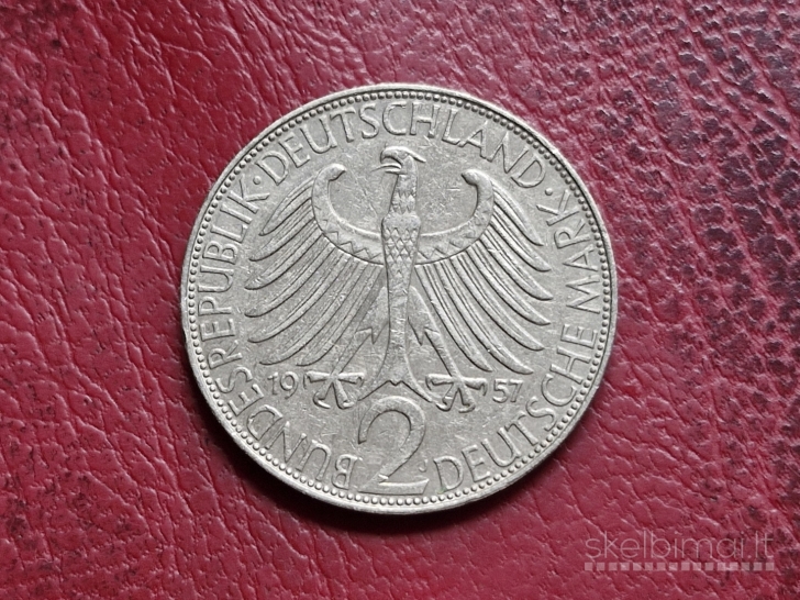 Vokietija 2 markės, 1957J KM# 116 Maksas Plankas
