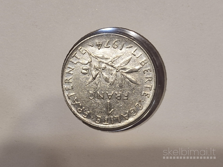 Prancūzija 1 frankas, 1974 KM# 925 Numizmat. voke