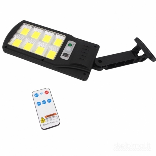 Naujas LED Lauko šviestuvas su saulės baterija panele ir judėsio jutikliu