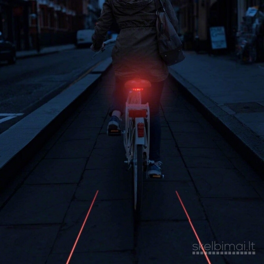 Lazerinis linijas piešiantis galinis žibintas dviračiui