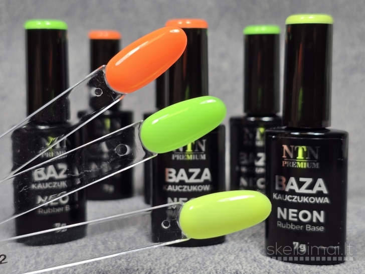 Elastinga kaučiukinė neoninė bazė nagams NTN Premium Be TPO