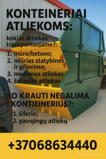 Statybinių konteinerių nuoma šiukšlėms Vilniuje