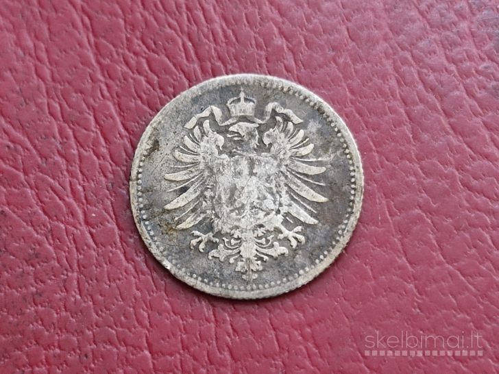 Vokietija 20 pfenigų, 1874G? KM# 5 AG 0.900