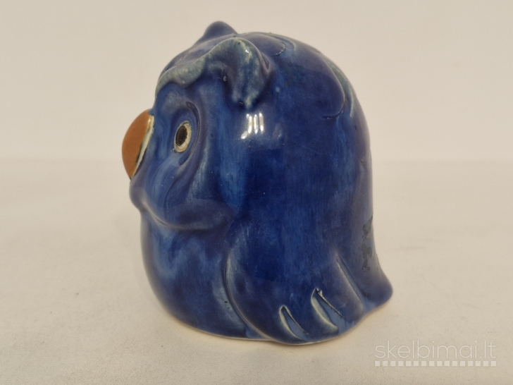 Keramikinė mėlyna pelėdos formos figūrelė, 9cm.