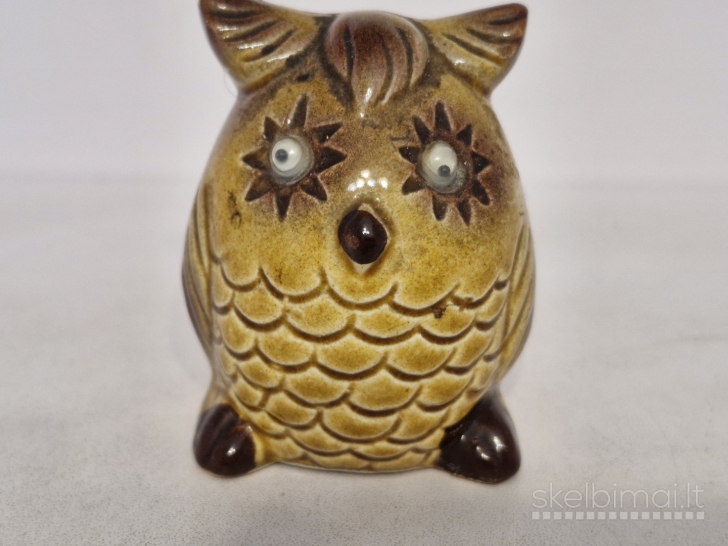Keramikinė ruda pelėdos figūrelė, 7cm.