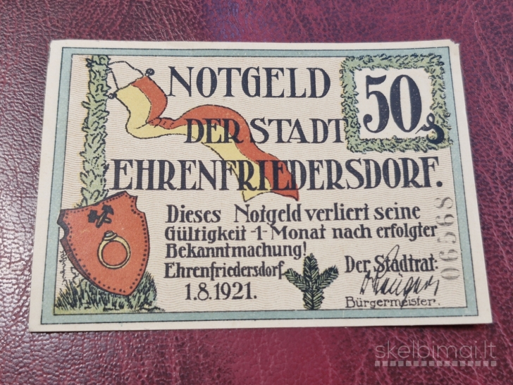 50 Pfennig 1921 Ehrenfriedersdorf Notgeld Germany