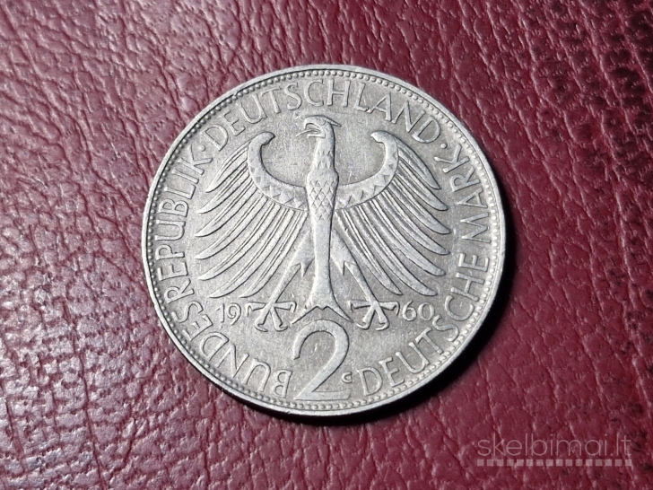 Vokietija 2 markės, 1960G KM# 116 Maksas Plankas