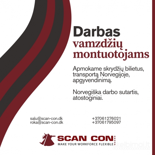 Darbas vamzdžių montuotojams Norvegijoje