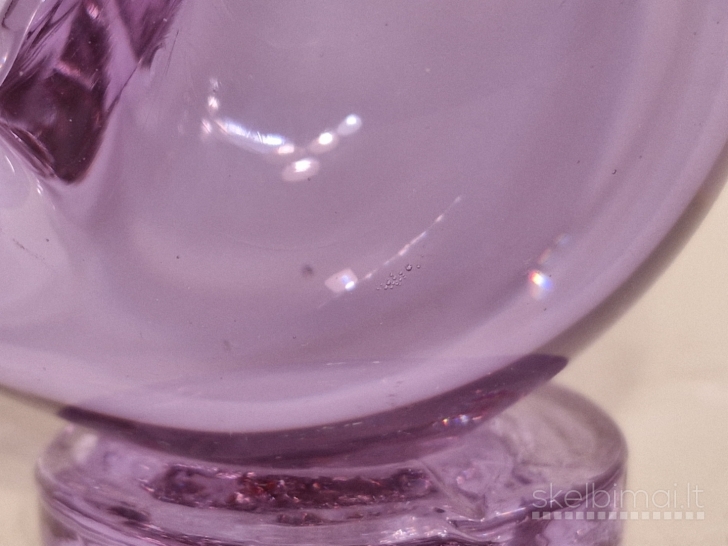 Violetinė stiklinė gulbės/anties figūra, Murano stiliaus, 20,5cm.