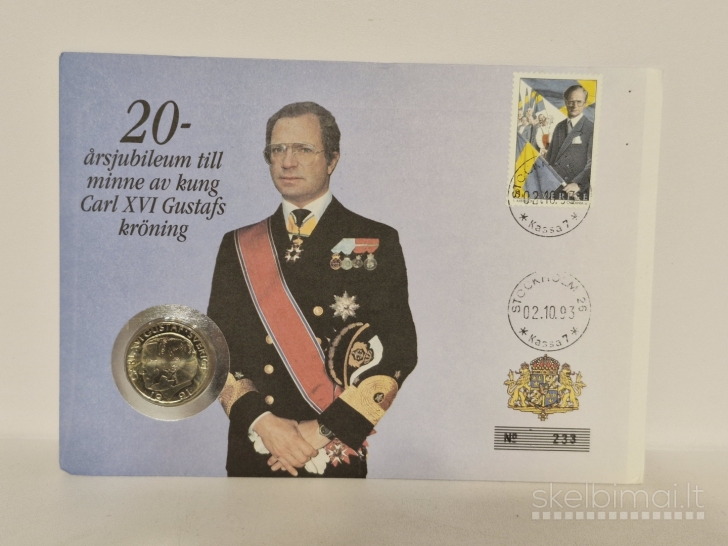 Švedija 1 krona, 1991 KM# 852a Numizmatiniame voke