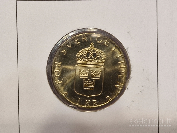 Švedija 1 krona, 1991 KM# 852a Numizmatiniame voke