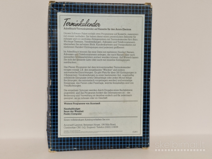 Retas Acornsoft "Terminkalender" rinkinys, 1984