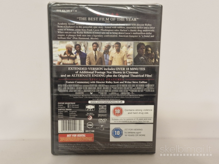 DVD filmas American Gangster vaid. Denzel Washngton, Russell Crow