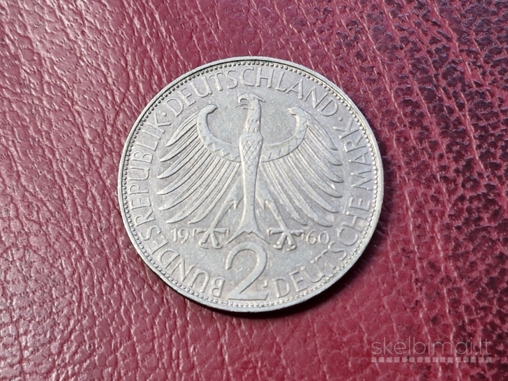 Vokietija 2 markės, 1960J KM# 116 Maksas Plankas