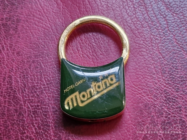 Retro viešbučio Hotel Garni Montana raktų pakabukas