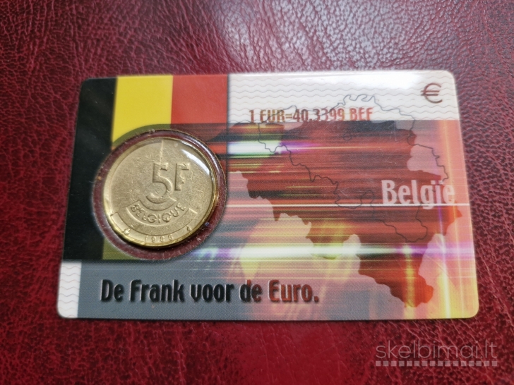 Belgija 5 frankai, 1986 KM# 163 spec. kortelėje