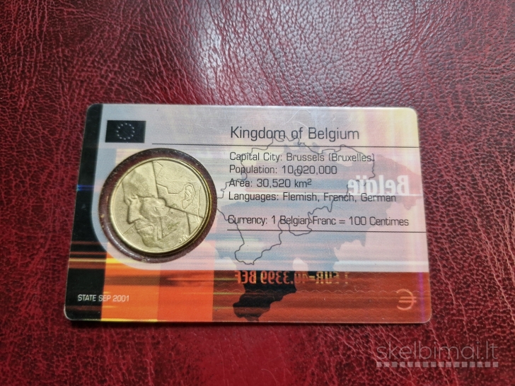Belgija 5 frankai, 1986 KM# 163 spec. kortelėje