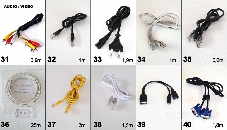 Scart aux tulpės svideo usb hdmi utp rca