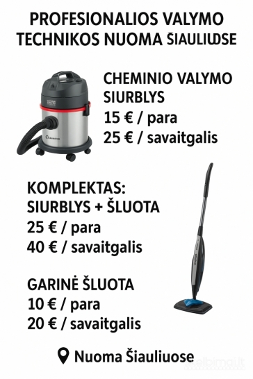 Cheminio siurblio ir garų šluotos nuoma