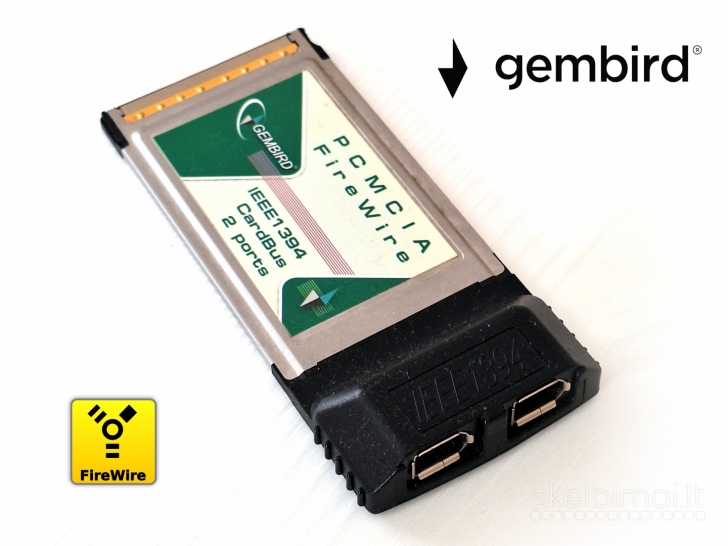 PCMCIA FireWire IEEE1394 korta Gembird, 2 portai