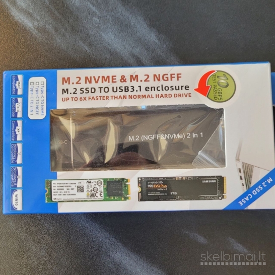 Naujas 2in1 M.2 SSD Dėklas (NVMe/SATA) su 10 Gbps - Žaibiškam duomenų pekėlimui
