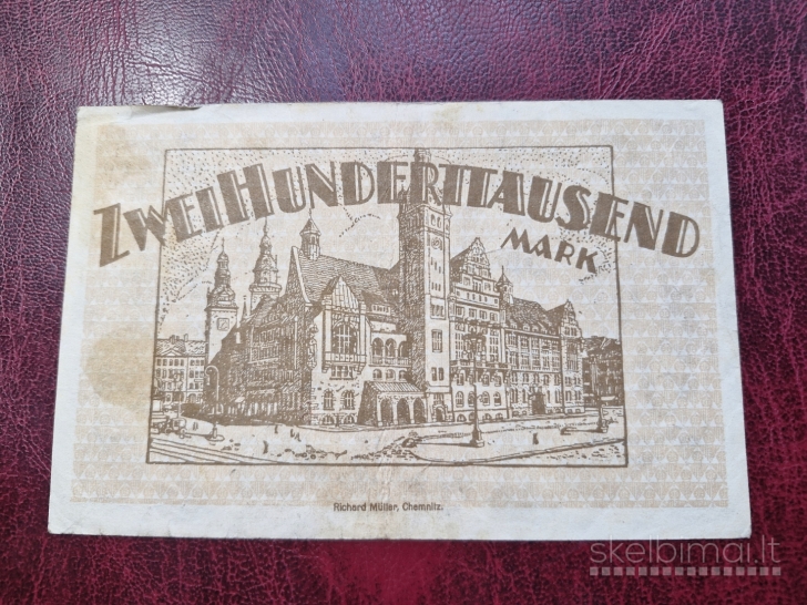 200,000 Mark 1923.08.24 Chemnitz Notgeld Vokietija