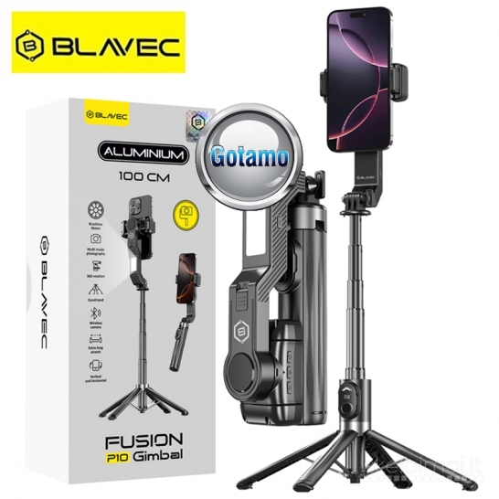 565 Keturkojis stovas asmenukių (selfie) lazda Blavec Fusion 100CM LED + Gimbal