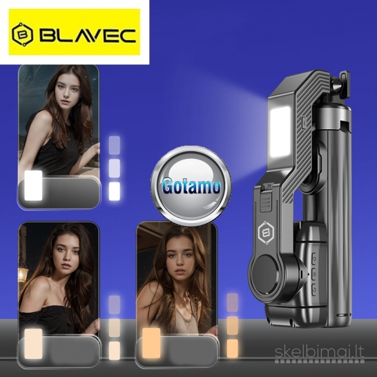 565 Keturkojis stovas asmenukių (selfie) lazda Blavec Fusion 100CM LED + Gimbal