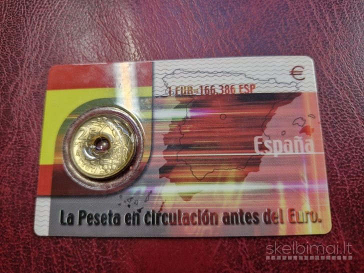 Ispanija 25 pesetos, 1998 KM# 990 spec. kortelėje
