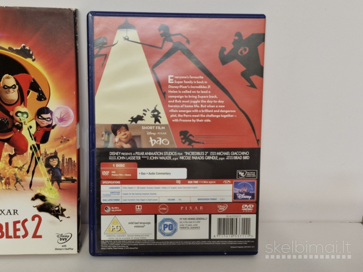 DVD animacinis filmas Disney PIXAR Incredibles 2